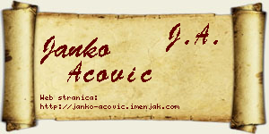 Janko Acović vizit kartica